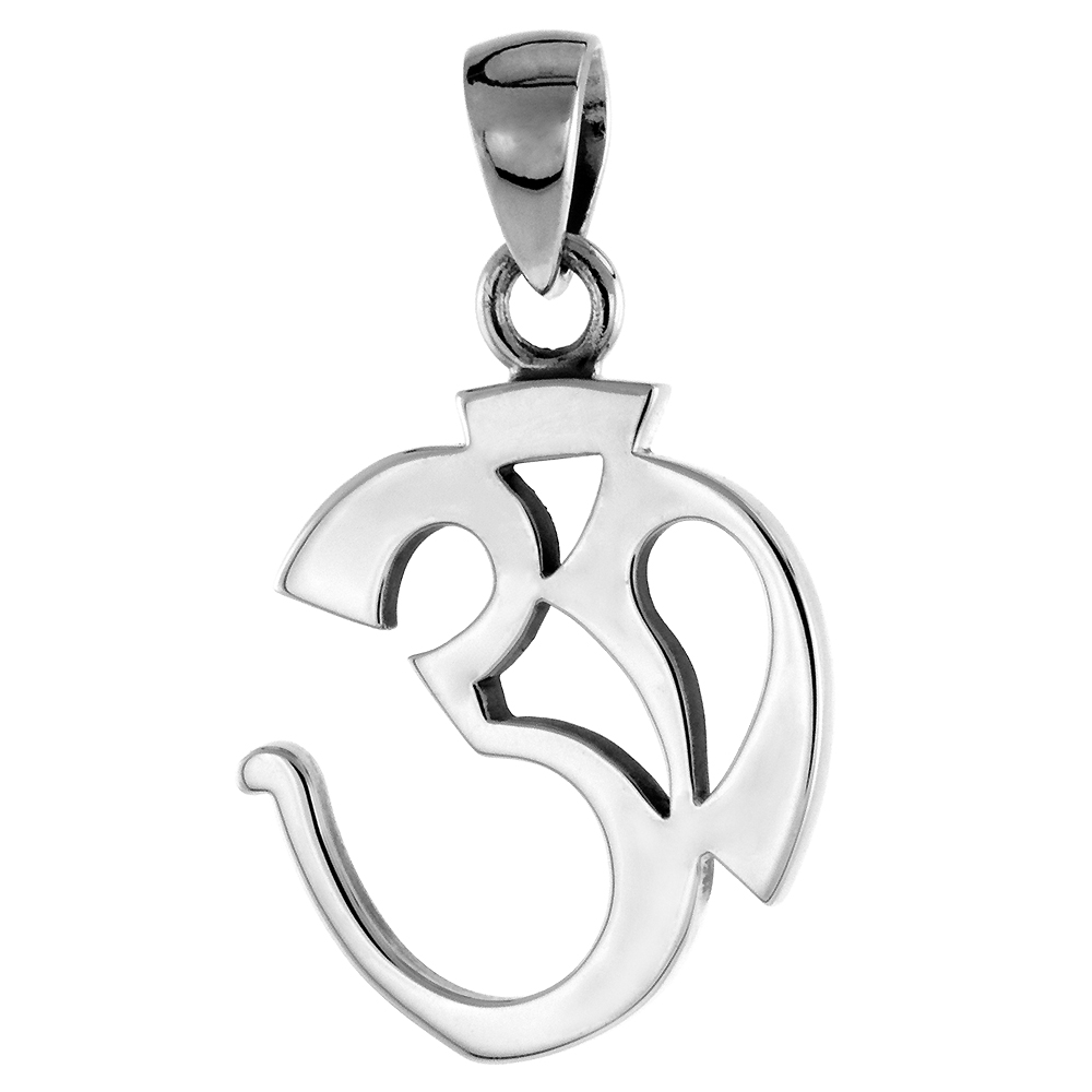 1 INCH STERLING SILVER OM AUM OMKARA PENDANT DIAMOND-CUT OXIDIZED FINISH NO CHAIN
