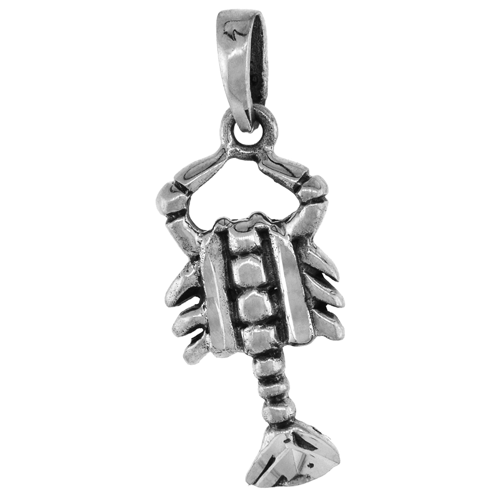 1 INCH STERLING SILVER LOBSTER PENDANT DIAMOND-CUT OXIDIZED FINISH NO CHAIN (NO CHAIN)