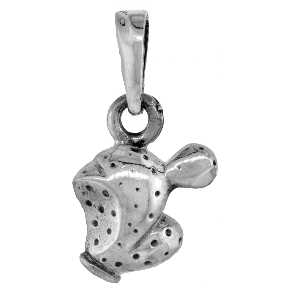 TINY 1/2 INCH STERLING SILVER CACTUS PENDANT FOR WOMEN DIAMOND-CUT OXIDIZED FINISH NO CHAIN