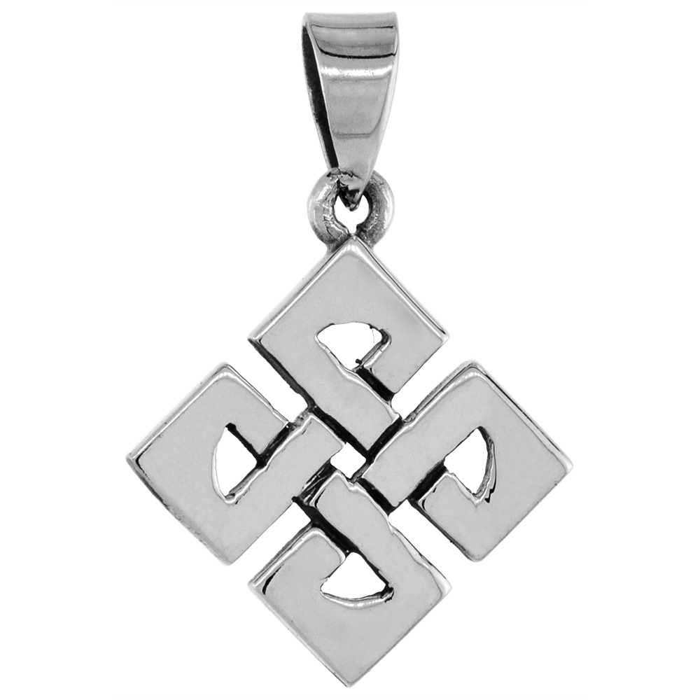 1 1/4 INCH STERLING SILVER CELTIC ST COLUMBA CROSS PENDANT ANGULAR BOWEN KNOT SYMBOL OXIDIZED FINISH NO CHAIN