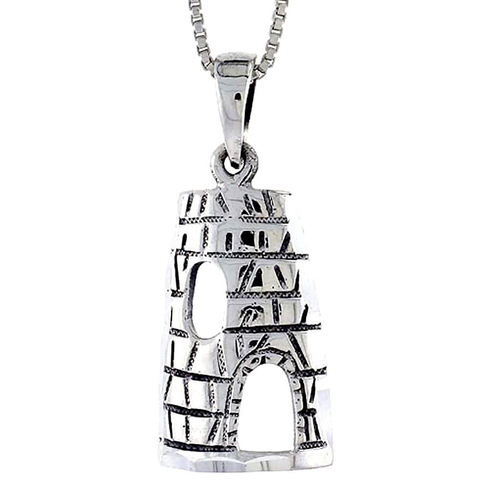 STERLING SILVER WIGWAM PENDANT 7/8 INCH TALL