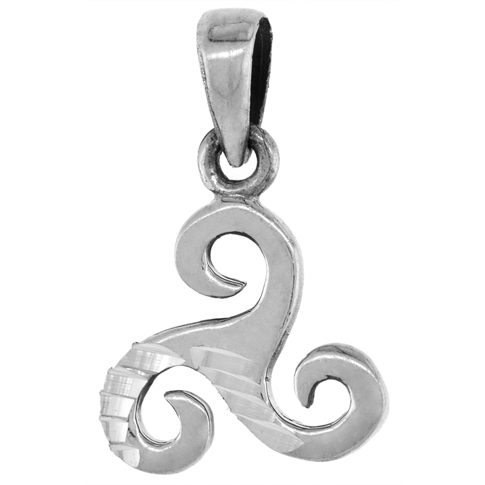1 INCH STERLING SILVER TRISKELION CHARM CELTIC TRISKELE PENDANT FOR MEN AND WOMEN DIAMOND-CUT OXIDIZED FINISH NO CHAIN