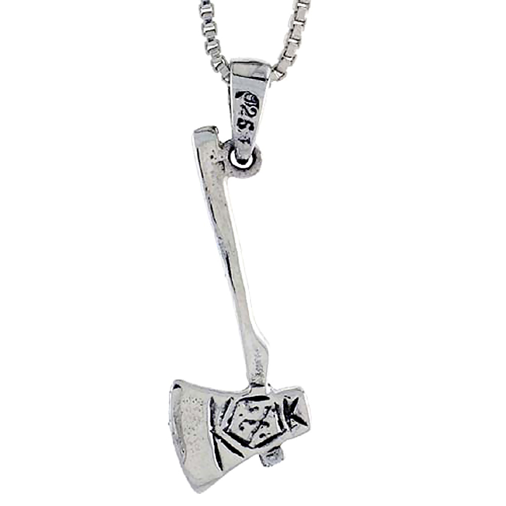 STERLING SILVER AXE PENDANT 1 INCH TALL