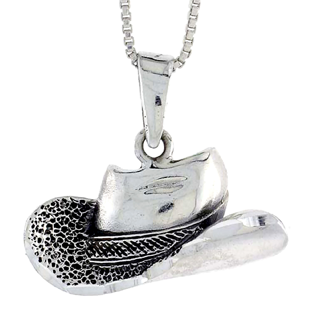 STERLING SILVER COWBOY HAT PENDANT 1 INCH TALL