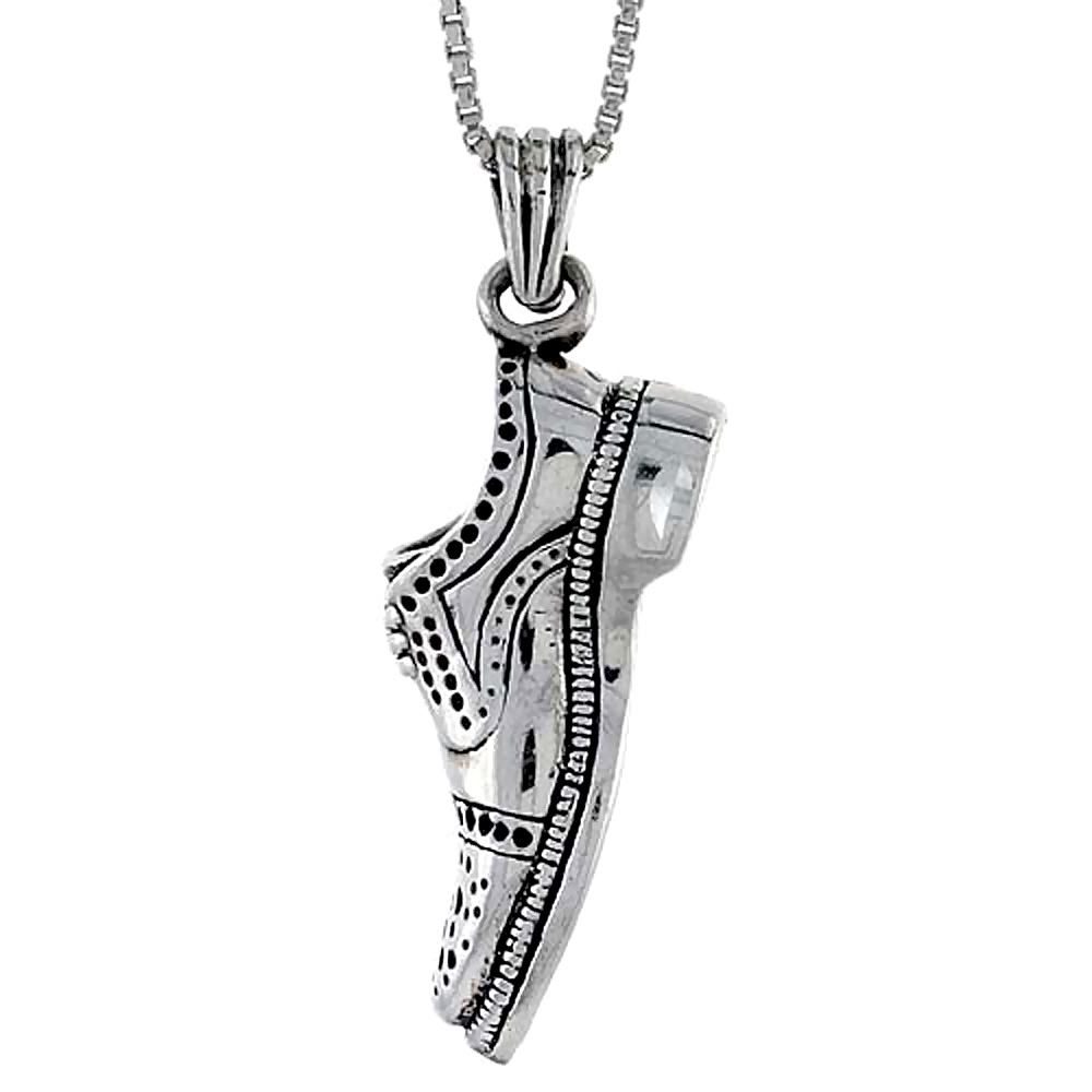 STERLING SILVER MEN'S SHOE PENDANT 1 1/16 INCH TALL