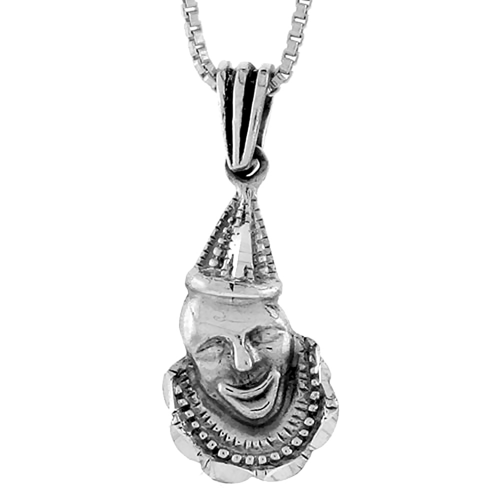 STERLING SILVER CLOWN PENDANT 3/4 INCH TALL