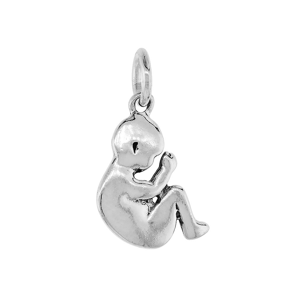 STERLING SILVER FETUS PENDANT 1/2 INCH TALL
