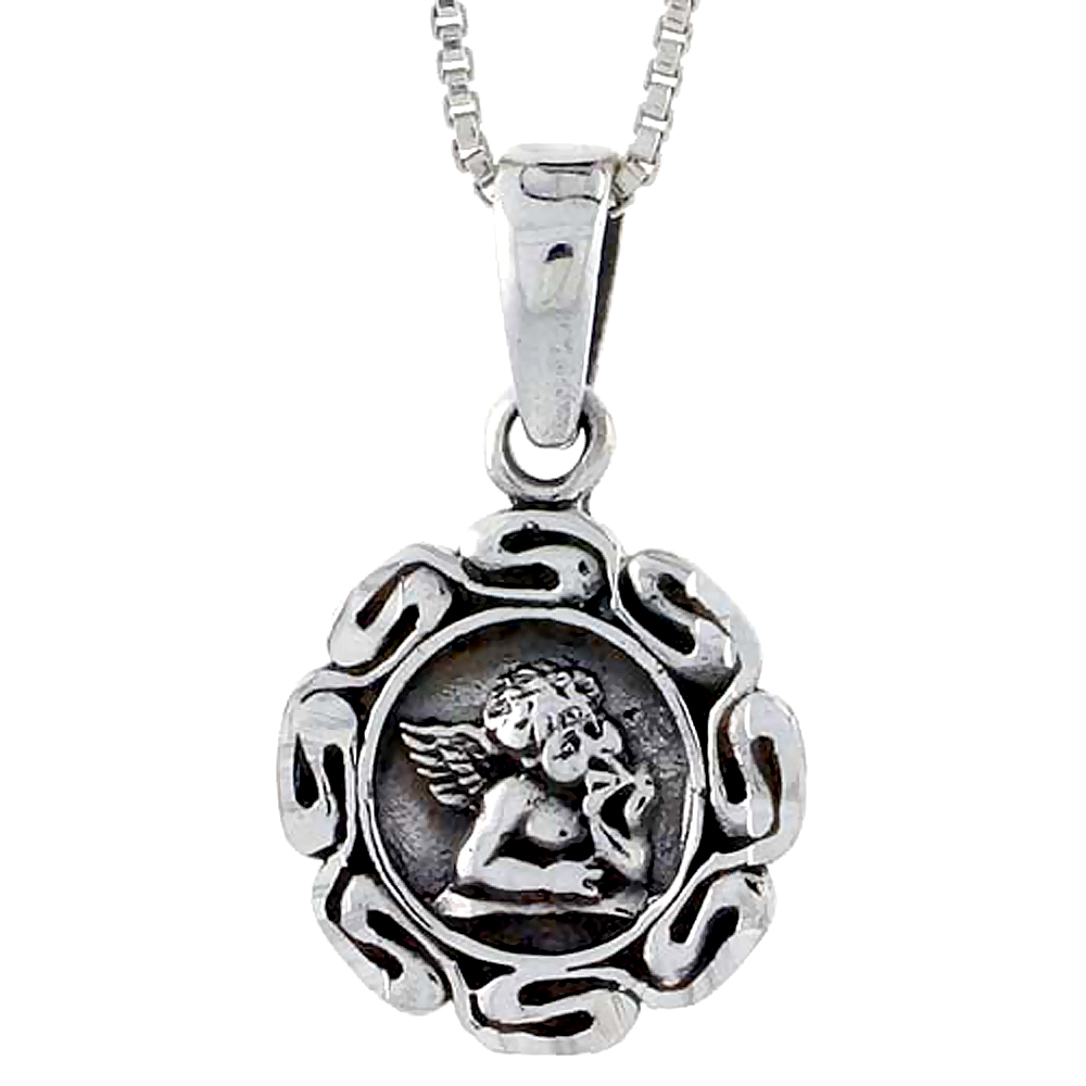 STERLING SILVER RAFAEL ANGEL MEDAL 1/2 INCH TALL