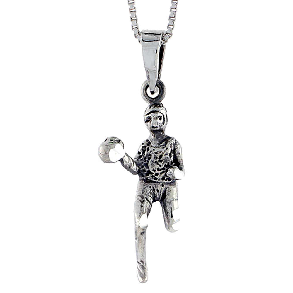 STERLING SILVER JAVELIN THROWER PENDANT 1 1/4 INCH TALL