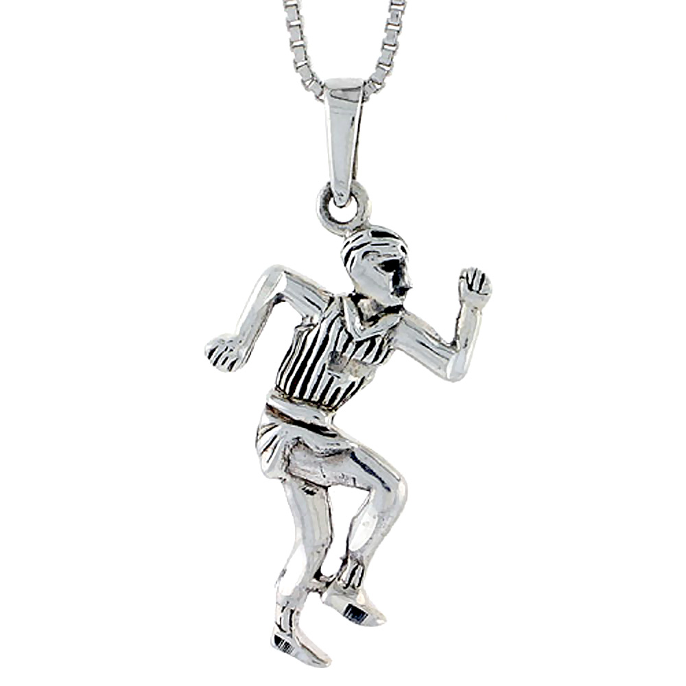 STERLING SILVER RUNNER PENDANT 1 1/4 INCH TALL