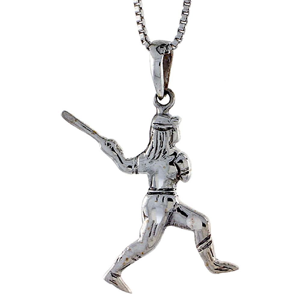 STERLING SILVER BASEBALL PENDANT 1 1/4 INCH TALL