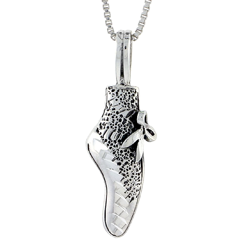 STERLING SILVER BALLET SHOES PENDANT 1 3/8 INCH TALL