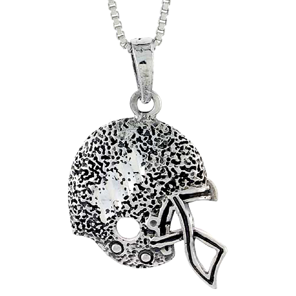 STERLING SILVER FOOTBALL HELMET PENDANT 1 1/16 INCH