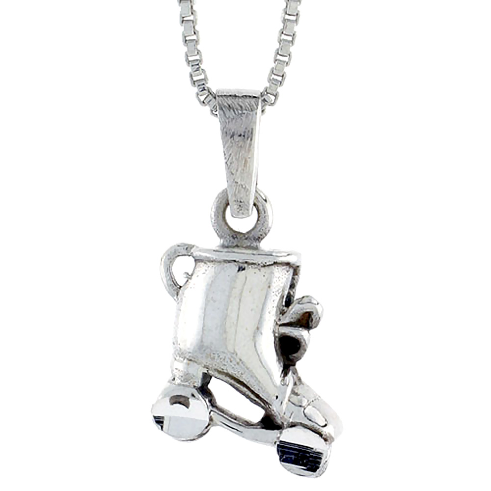 STERLING SILVER ROLLER SKATES PENDANT 3/4 INCH