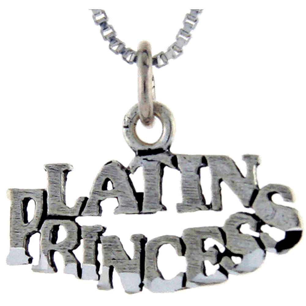 STERLING SILVER LATIN PRINCESS WORD PENDANT TALKING CHARM FOR WOMEN AND MEN 1 INCH WIDE