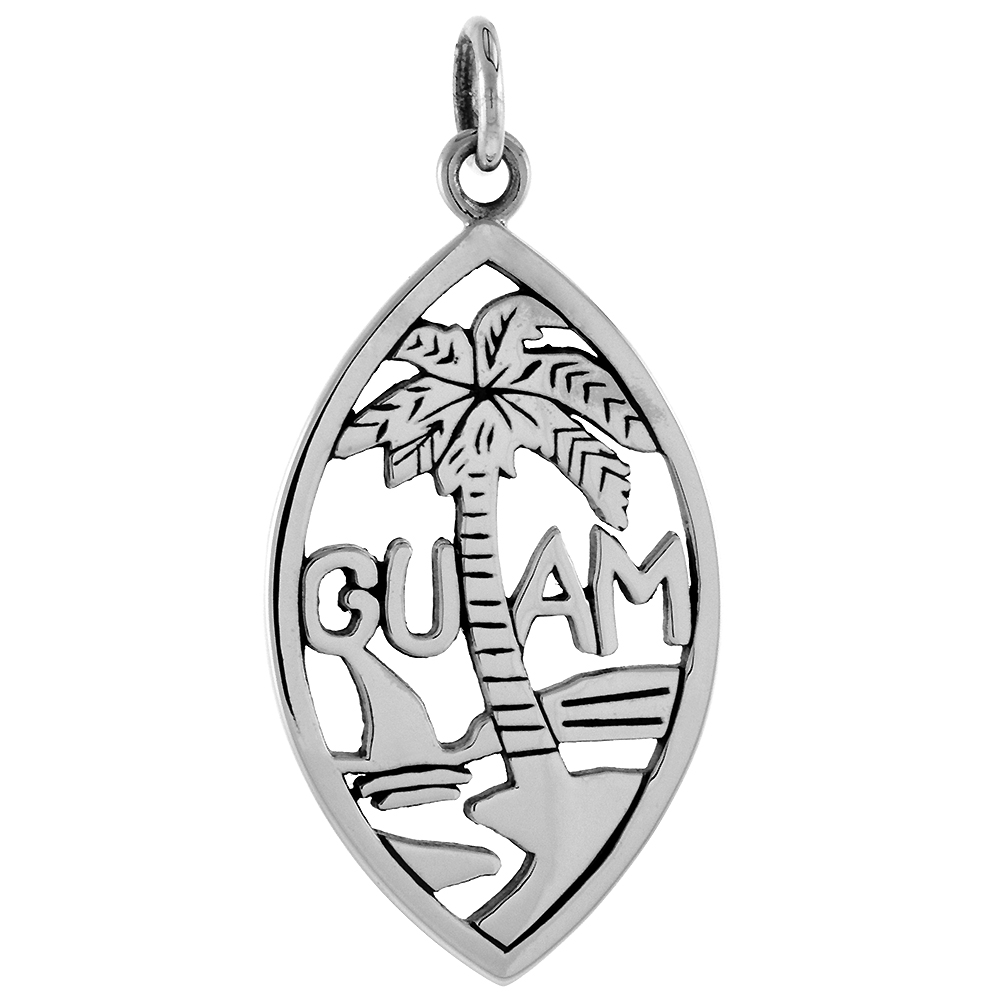 Sterling Silver Guam Word Pendant NO Chain