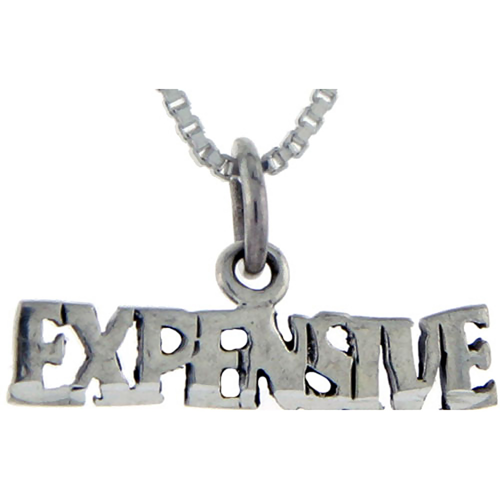 STERLING SILVER EXPENSIVE WORD PENDANT TALKING CHARM FOR WOMEN AND MEN 1 INCH WIDE