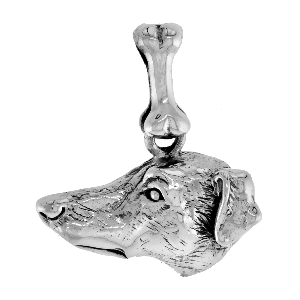 Sterling Silver Greyhound Dog Pendant Head Profile