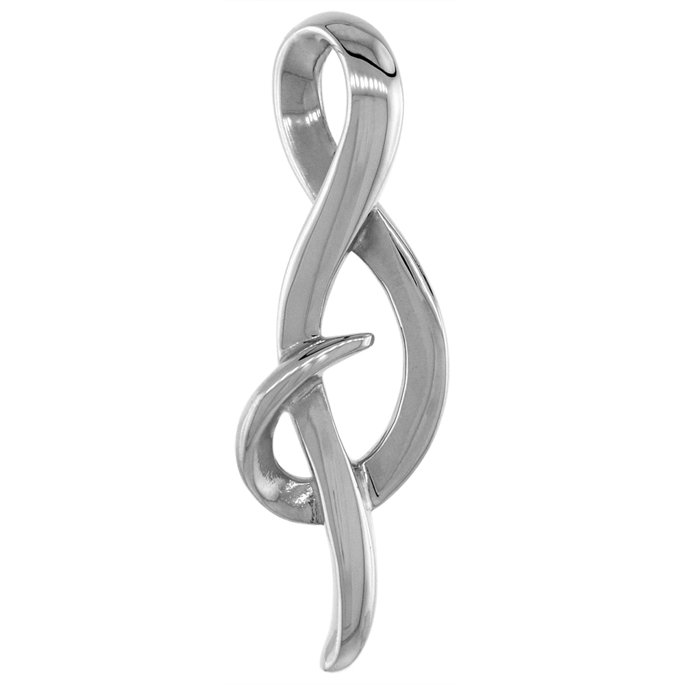 STERLING SILVER FLOATING AMPERSAND PENDANT FOR WOMEN FLAWLESS POLISHED FINISH 1 3/8 INCH TALL NO CHAIN (NO CHAIN)