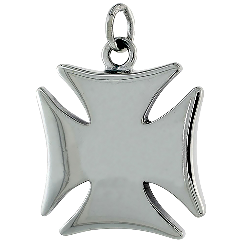 STERLING SILVER MALTESE IRON CROSS, 15/16" (24 MM) TALL