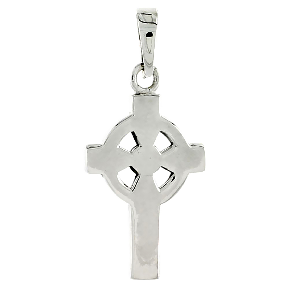 STERLING SILVER CELTIC CROSS, HIGH CROSS, 1 1/8" (29 MM) TALL