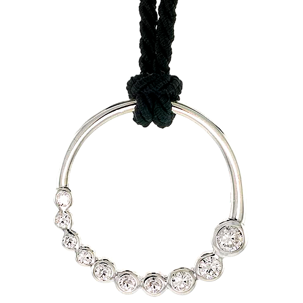 STERLING SILVER GRADUATED JOURNEY PENDANT W/ 10 HIGH QUALITY CZ STONES, 1 3/16" (30 MM) TALL