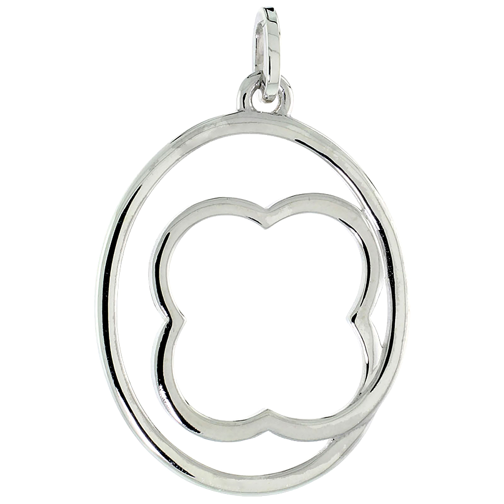 STERLING SILVER HIGH POLISHED QUATREFOIL PENDANT, 1 1/16 INCH WIDE