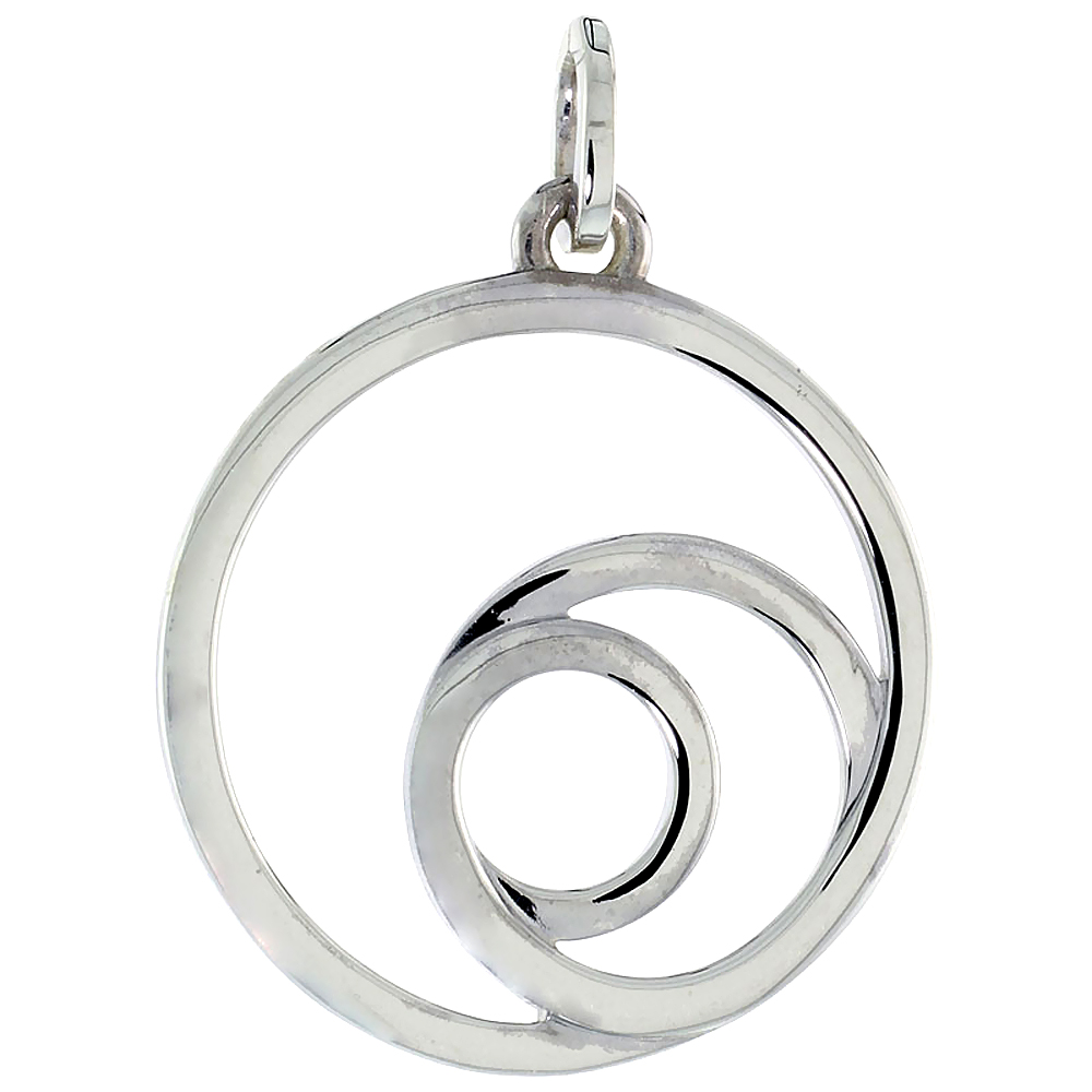 STERLING SILVER ENDLESS CIRCLES PENDANT, 15/16 INCH WIDE