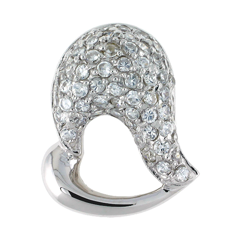 STERLING SILVER HEART CUT OUT PENDANT, W/ BRILLIANT CUT CZ STONES, 13/16" (20 MM) TALL, W/ 18" THIN SNAKE CHAIN