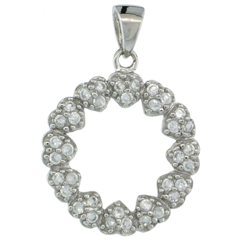 STERLING SILVER MULTI-HEART WREATH ETERNITY PENDANT W/ CUBIC ZIRCONIA STONES 11/16 IN. (17 MM)