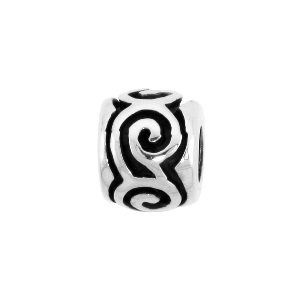 STERLING SILVER CELTIC KNOT CHARM BEAD FOR CHARM BRACELETS FITS 3MM SNAKE CHAIN BRACELETS OXIDIZED FINISH
