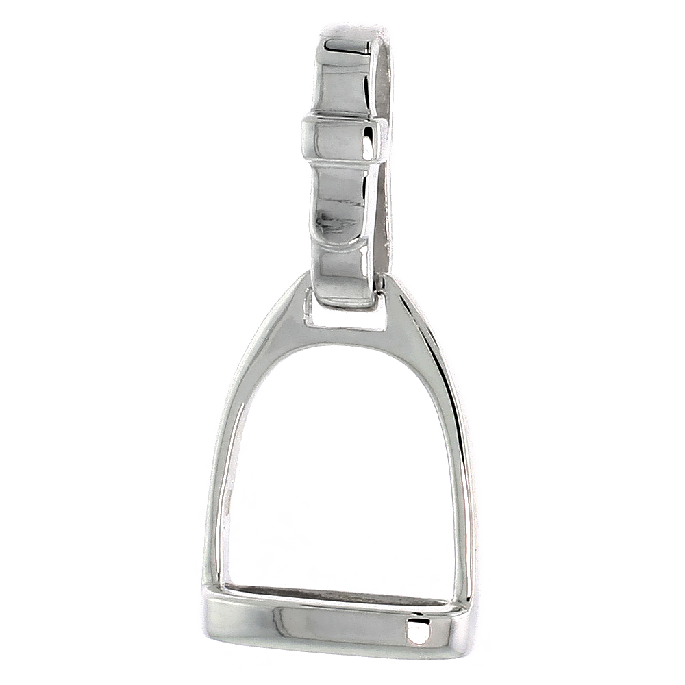 STERLING SILVER STIRRUP PENDANT FLAWLESS POLISHED FINISH 1 3/16 INCH TALL