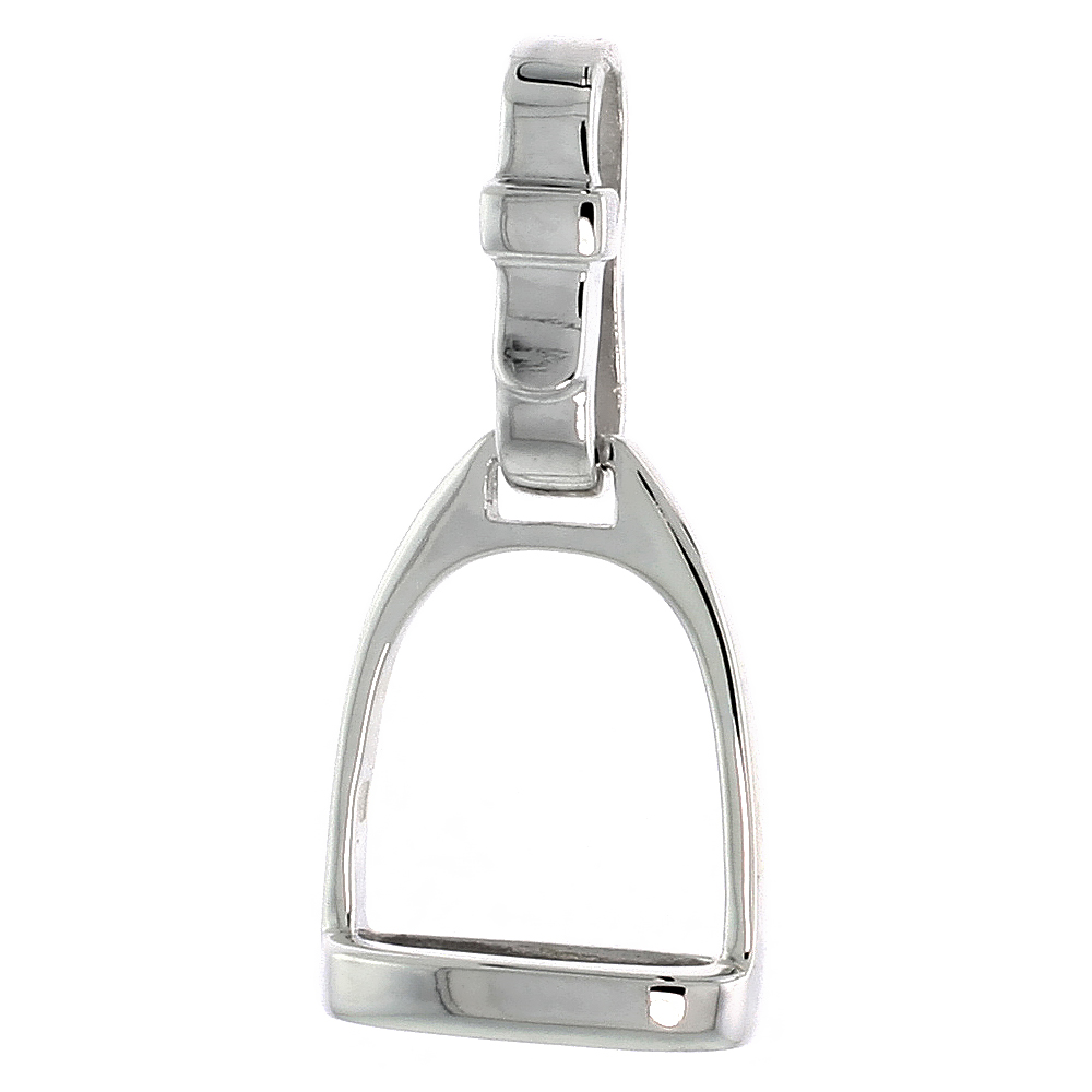 Sterling Silver Stirrup Pendant High Quality Flawless finish, 1 3/16 inch tall