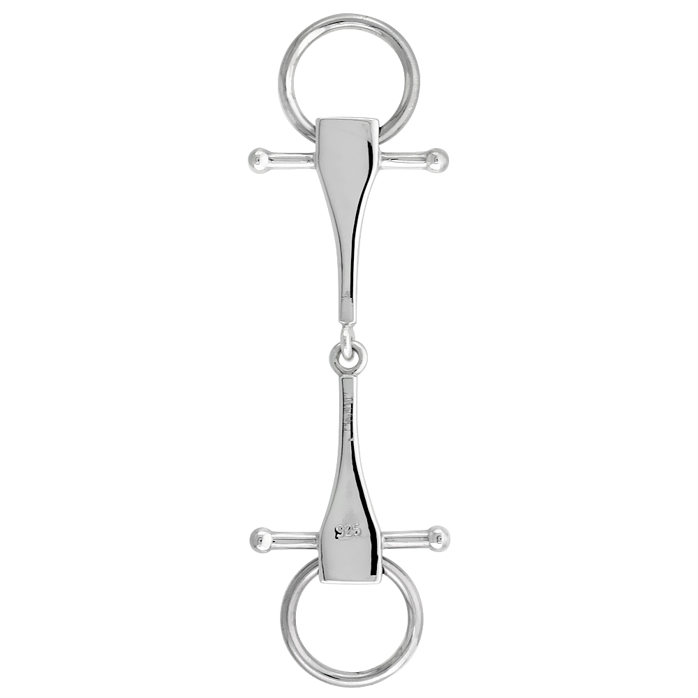 Sterling Silver Full Cheek Snaffle Bit Pendant High Quality Flawless finish, 2 7/16 inch tall