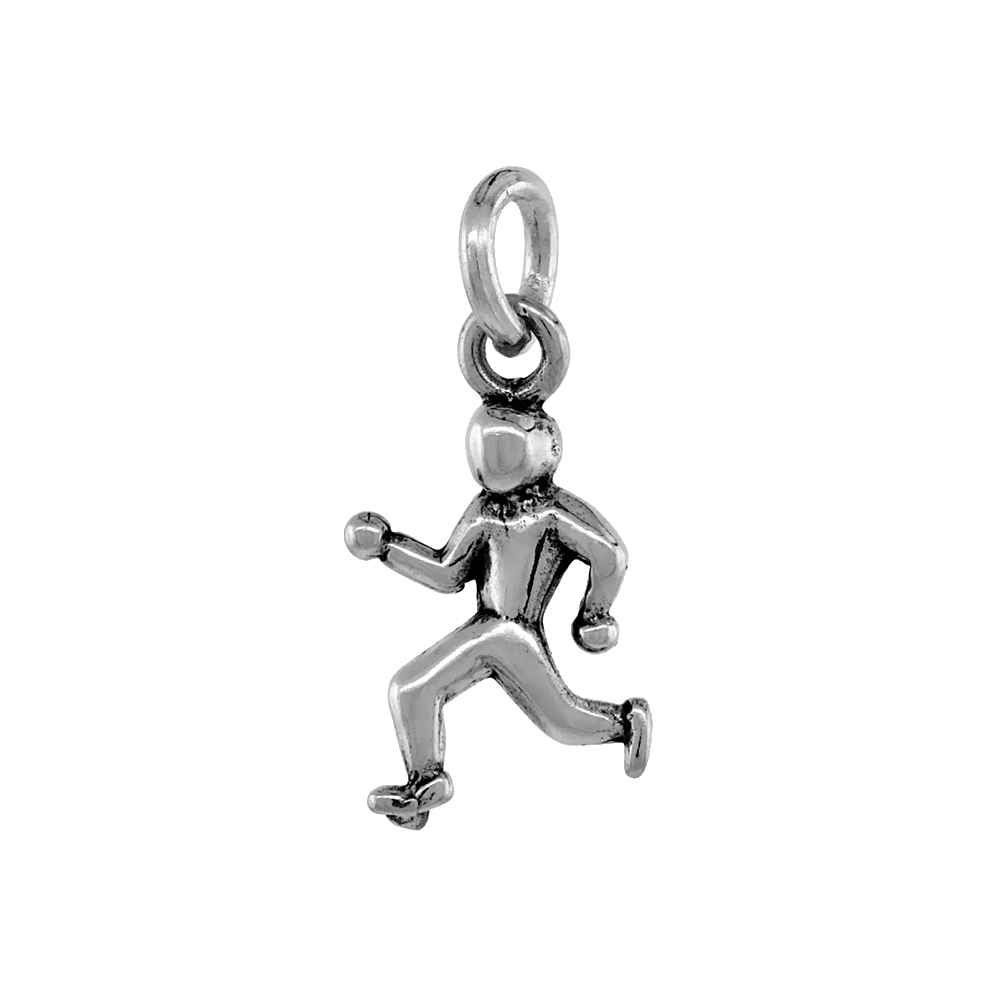 STERLING SILVER RUNNER PENDANT ANTIQUED FINISH 3/4 INCH