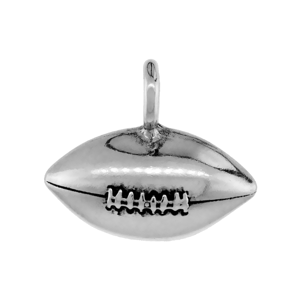 STERLING SILVER FOOTBALL PENDANT ANTIQUED FINISH 3/4 INCH