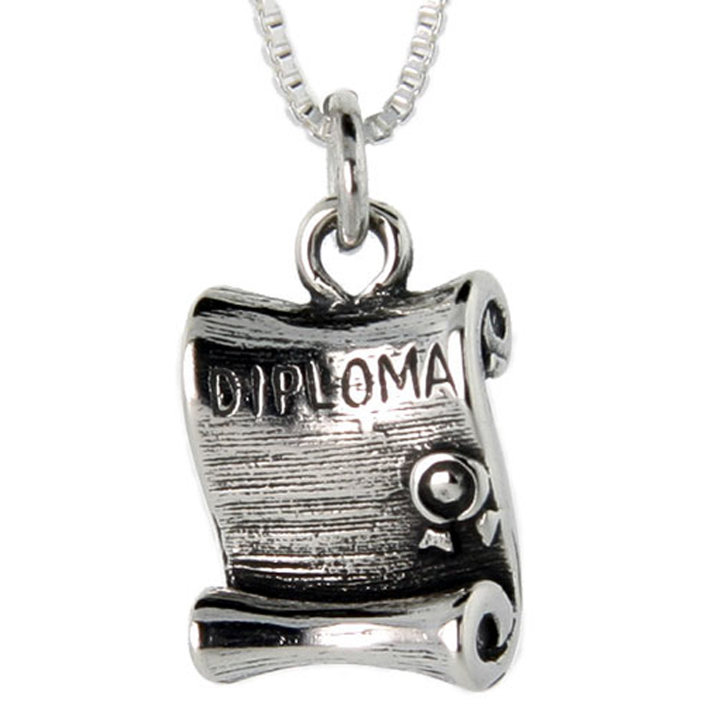 STERLING SILVER DIPLOMA PENDANT ANTIQUED FINISH