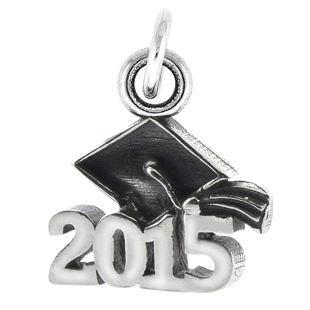 STERLING SILVER 2015 GRADUATION PENDANT ANTIQUED FINISH 5/8 INCH LONG