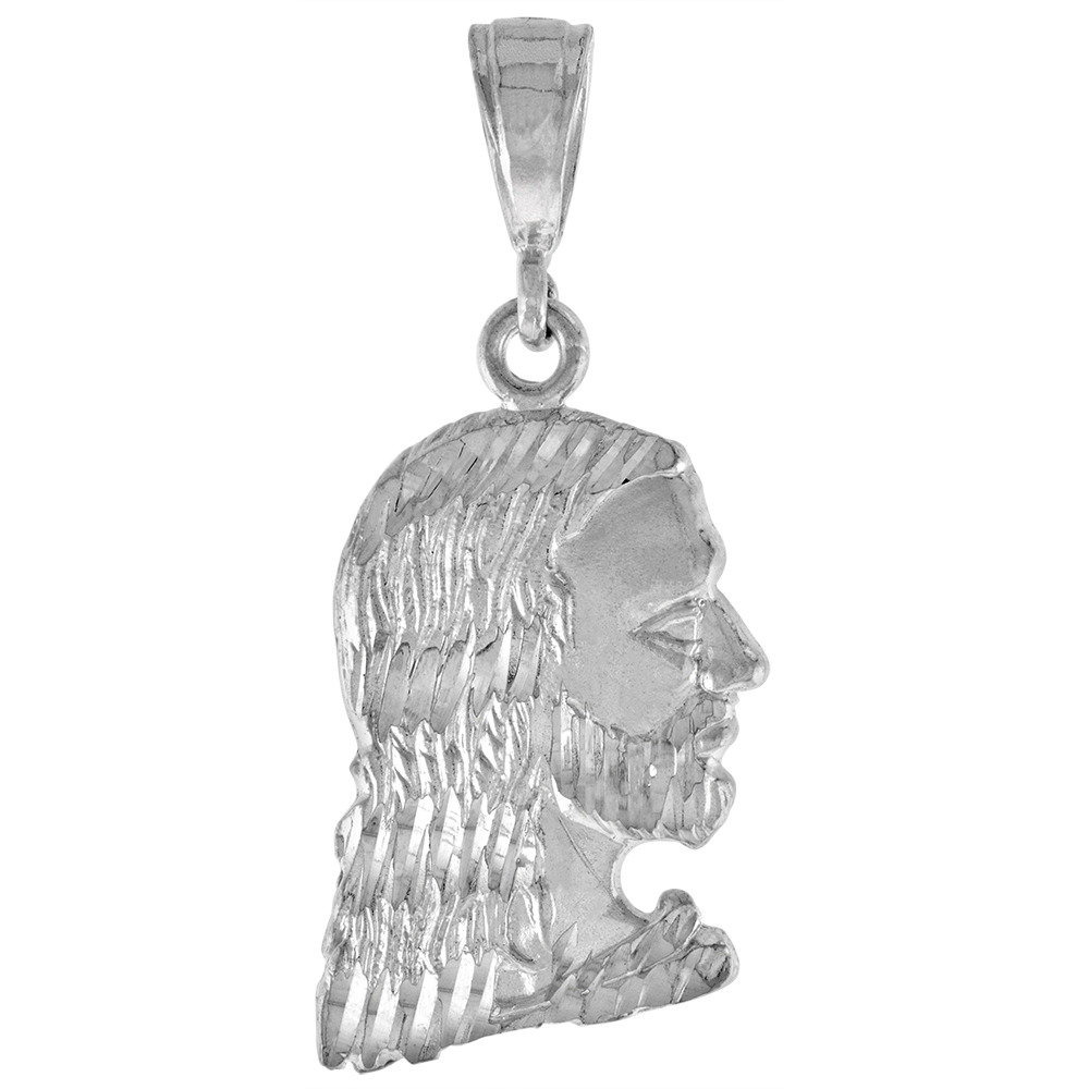 1 1/2 inch Large Sterling Silver Christ Pendant for Men Diamond Cut finish