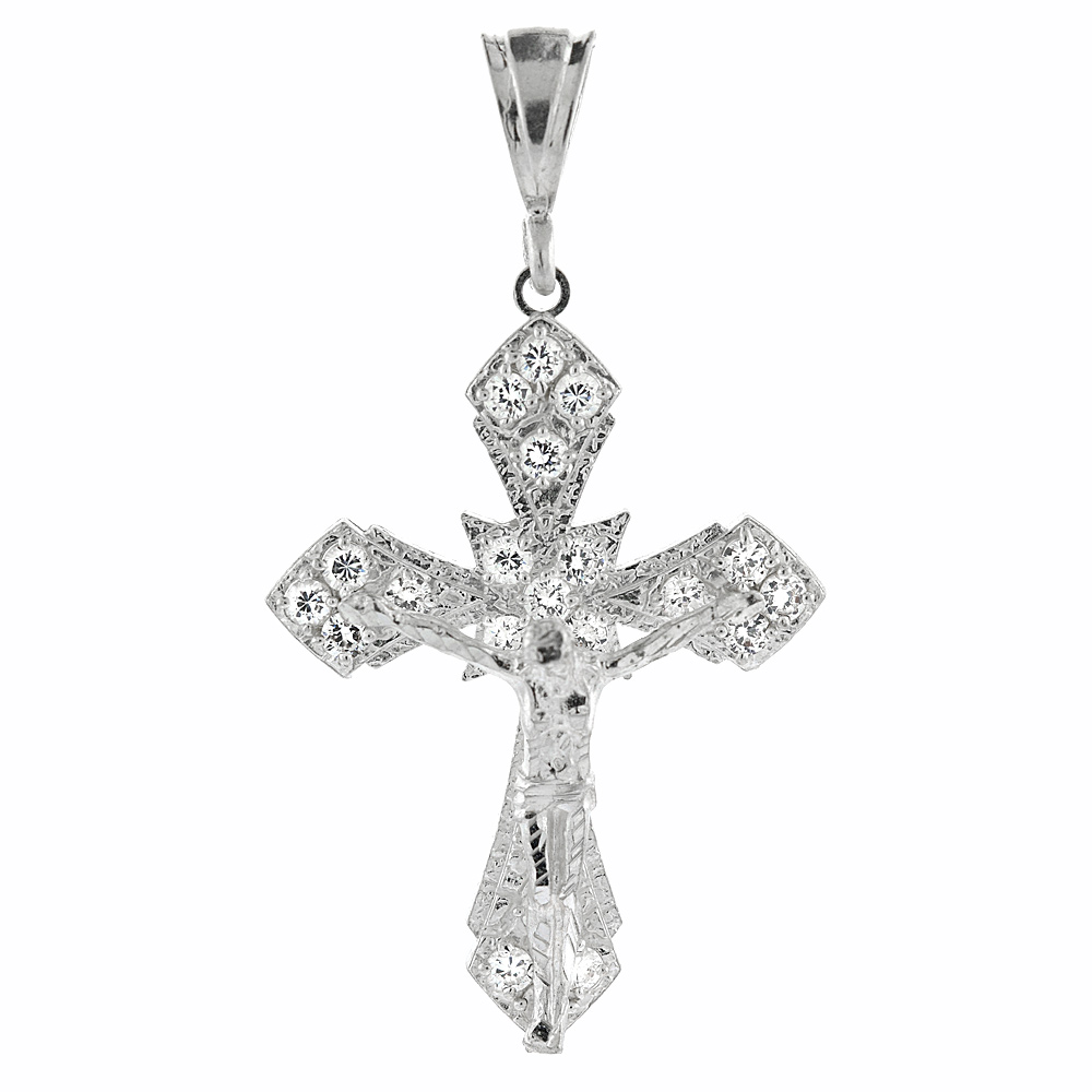 2 5/8 INCH STERLING SILVER CUBIC ZIRCONIA ICED OUT CELTIC HIGH CROSS PENDANT FOR MEN HIP HOP BLING JEWELRY