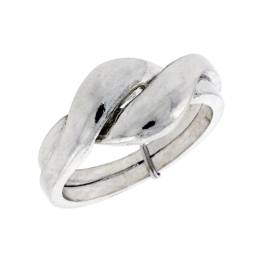 STERLING SILVER 2-PIECE LOVE KNOT PUZZLE RING BAND, 3/8 IN. (9 MM) WIDE