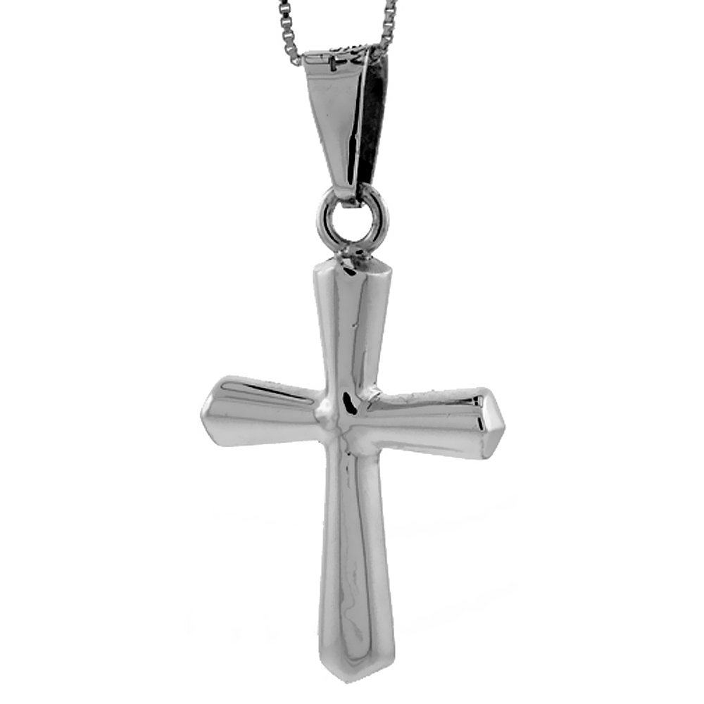 STERLING SILVER CROSS PENDANT HIGHLY POLISHED HANDMADE, 1 1/2 INCH