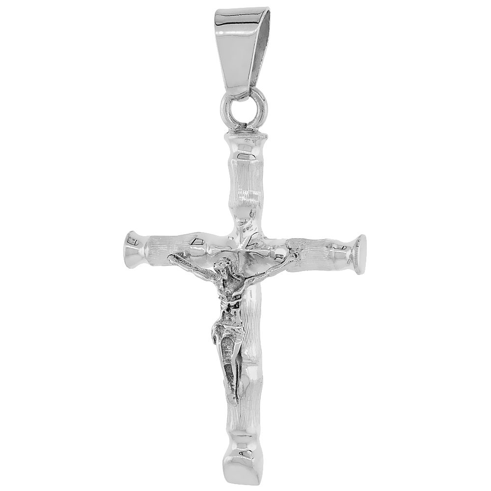 STERLING SILVER CRUCIFIX PENDANT HIGHLY POLISHED HANDMADE 2 INCH TALL