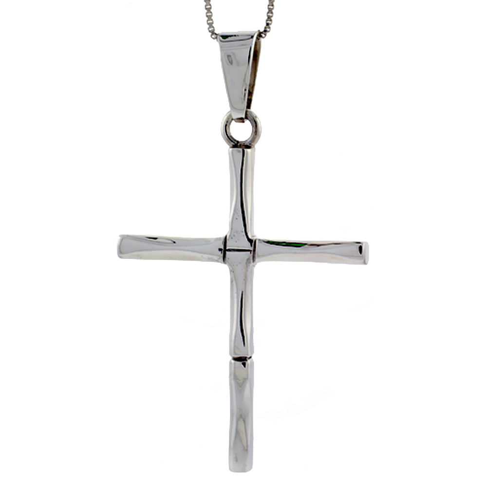 STERLING SILVER LARGE CROSS PENDANT HIGHLY POLISHED HANDMADE, 2 INCH