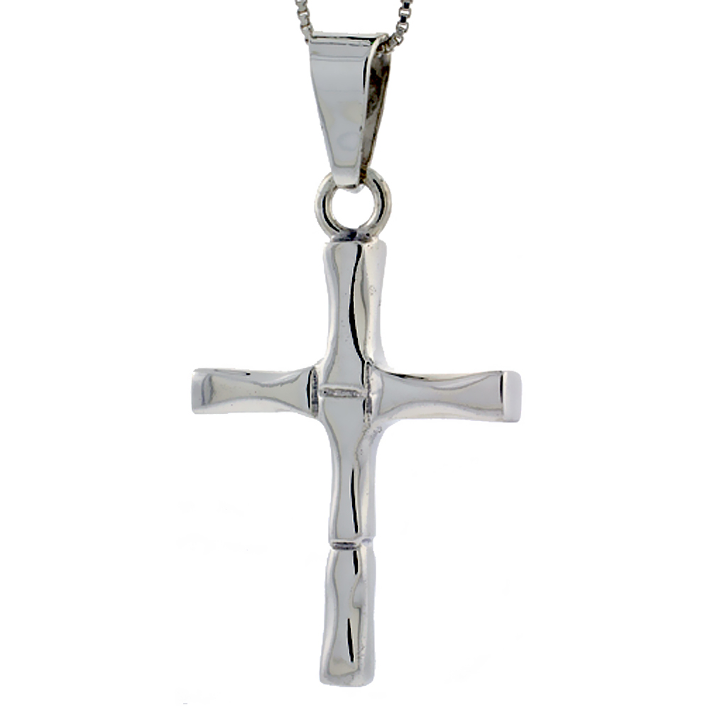 STERLING SILVER CROSS PENDANT HIGHLY POLISHED HANDMADE, 1 5/8 INCH