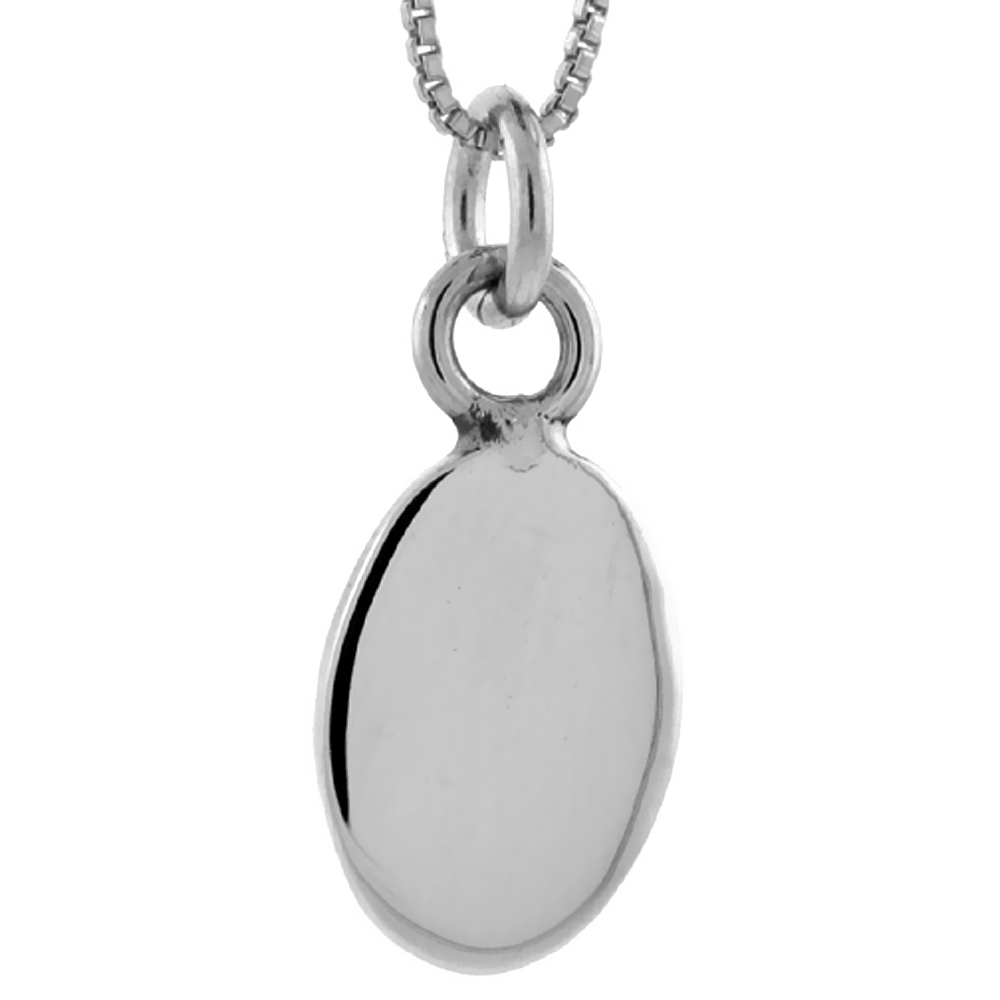 STERLING SILVER SMALL OVAL PENDANT 11/16 INCH LONG