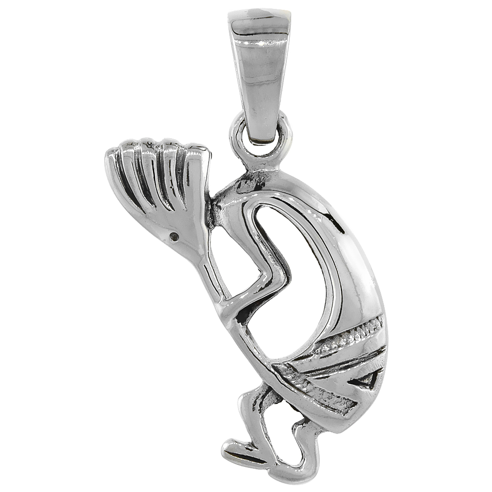 STERLING SILVER KOKOPELLI PENDANT HANDMADE, 1 1/4 INCH LONG