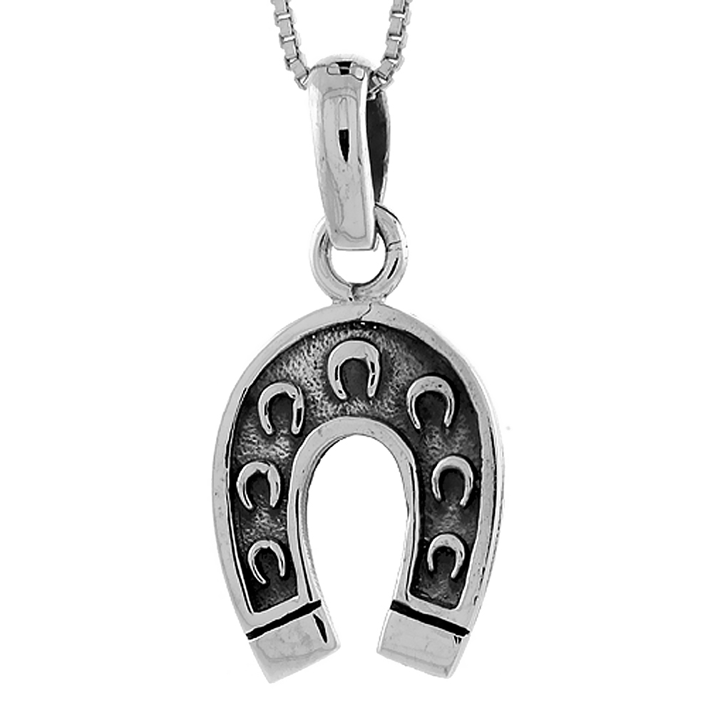 STERLING SILVER HORSESHOE PENDANT HANDMADE, 1 INCH LONG