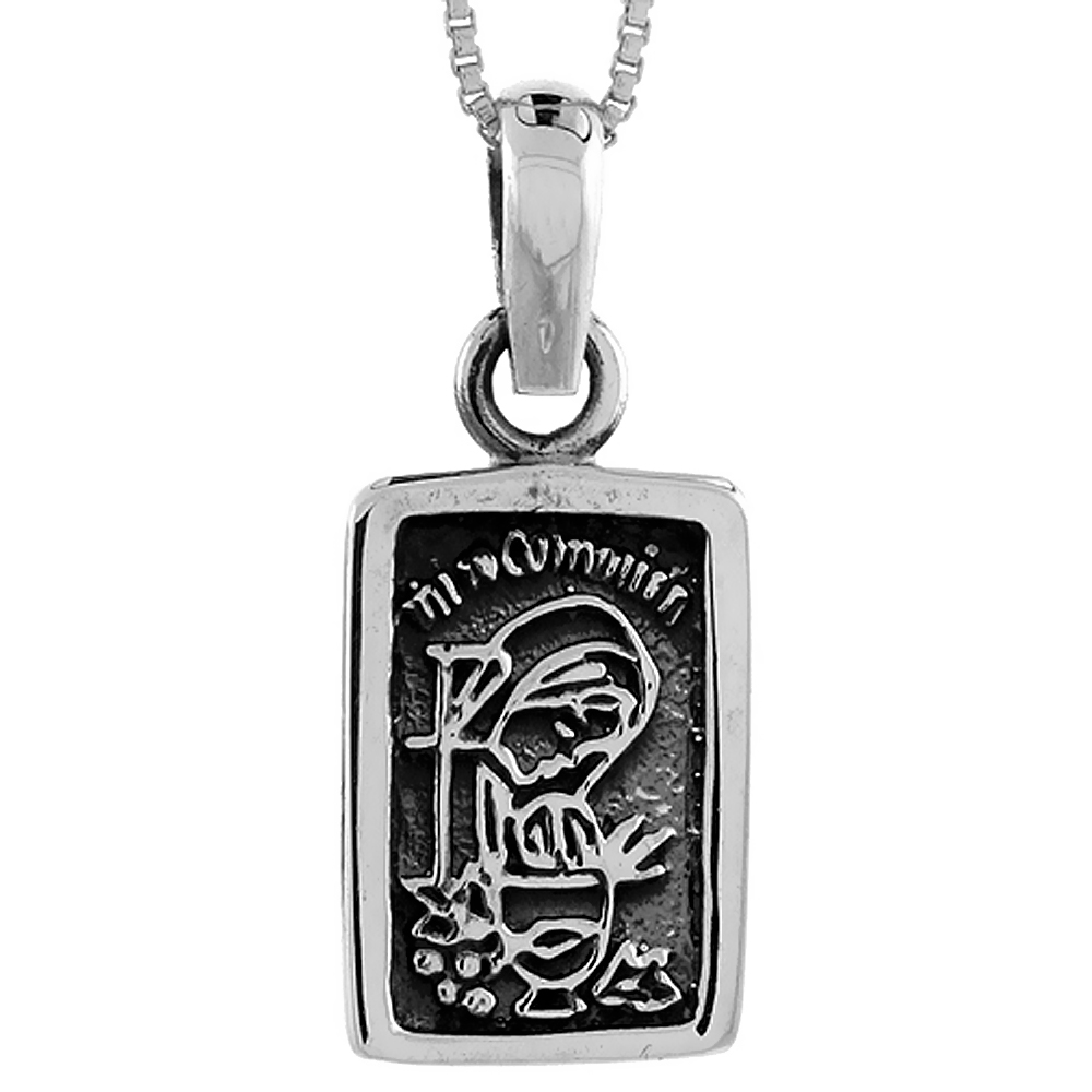 STERLING SILVER MI PRIMERA COMUNION (MY FIRST COMMUNION) PENDANT HANDMADE, 1 INCH LONG
