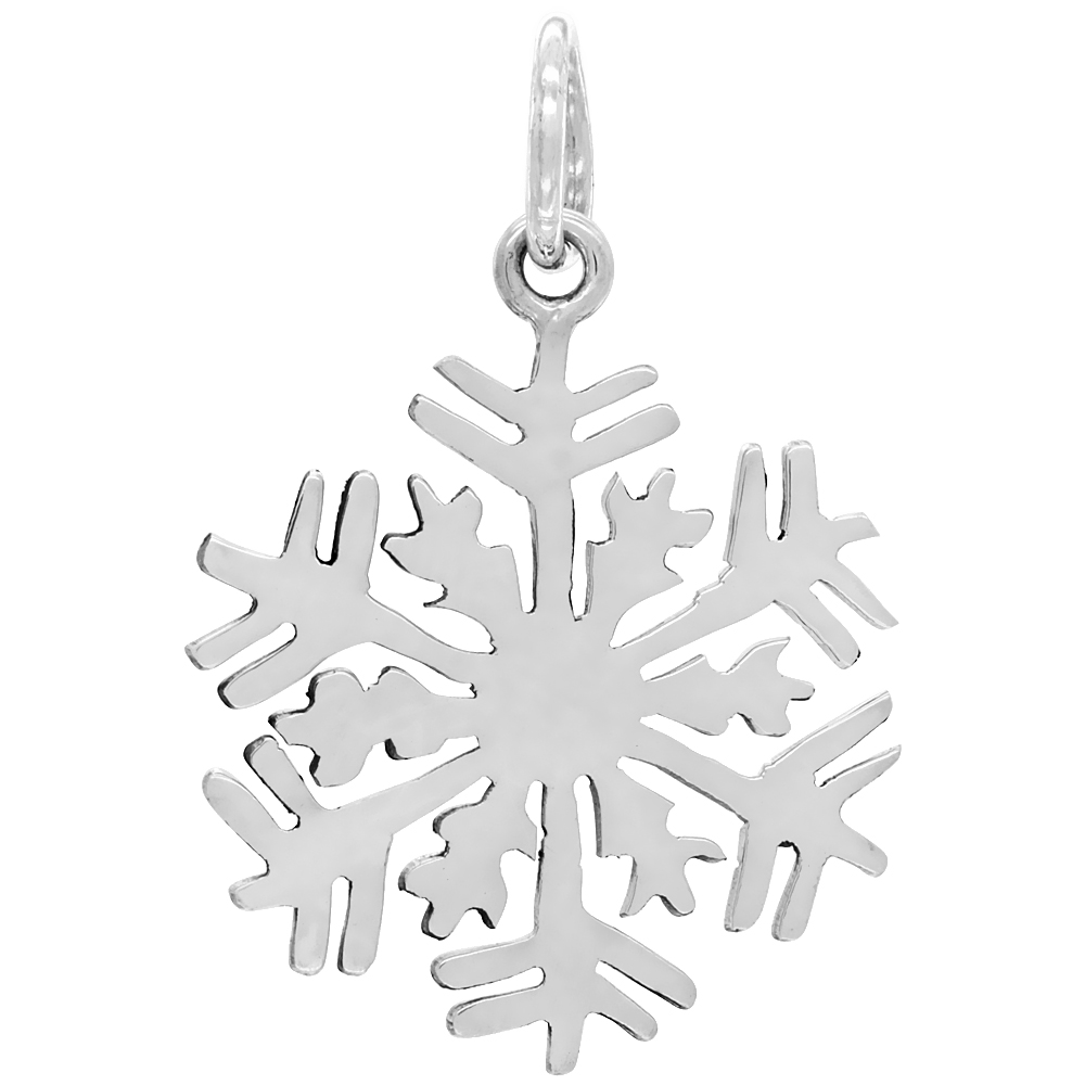 Sterling Silver Snowflake Pendant Medium Size Handmade 1 3/8 inch , NO Chain Included